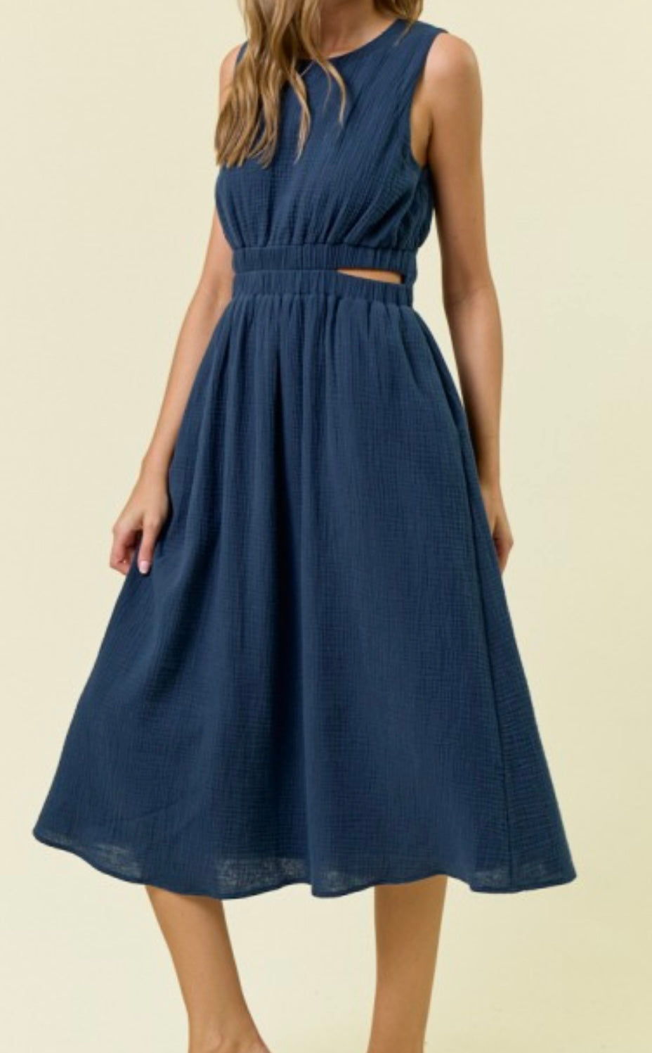 Navy Cotton Cut Out Dress