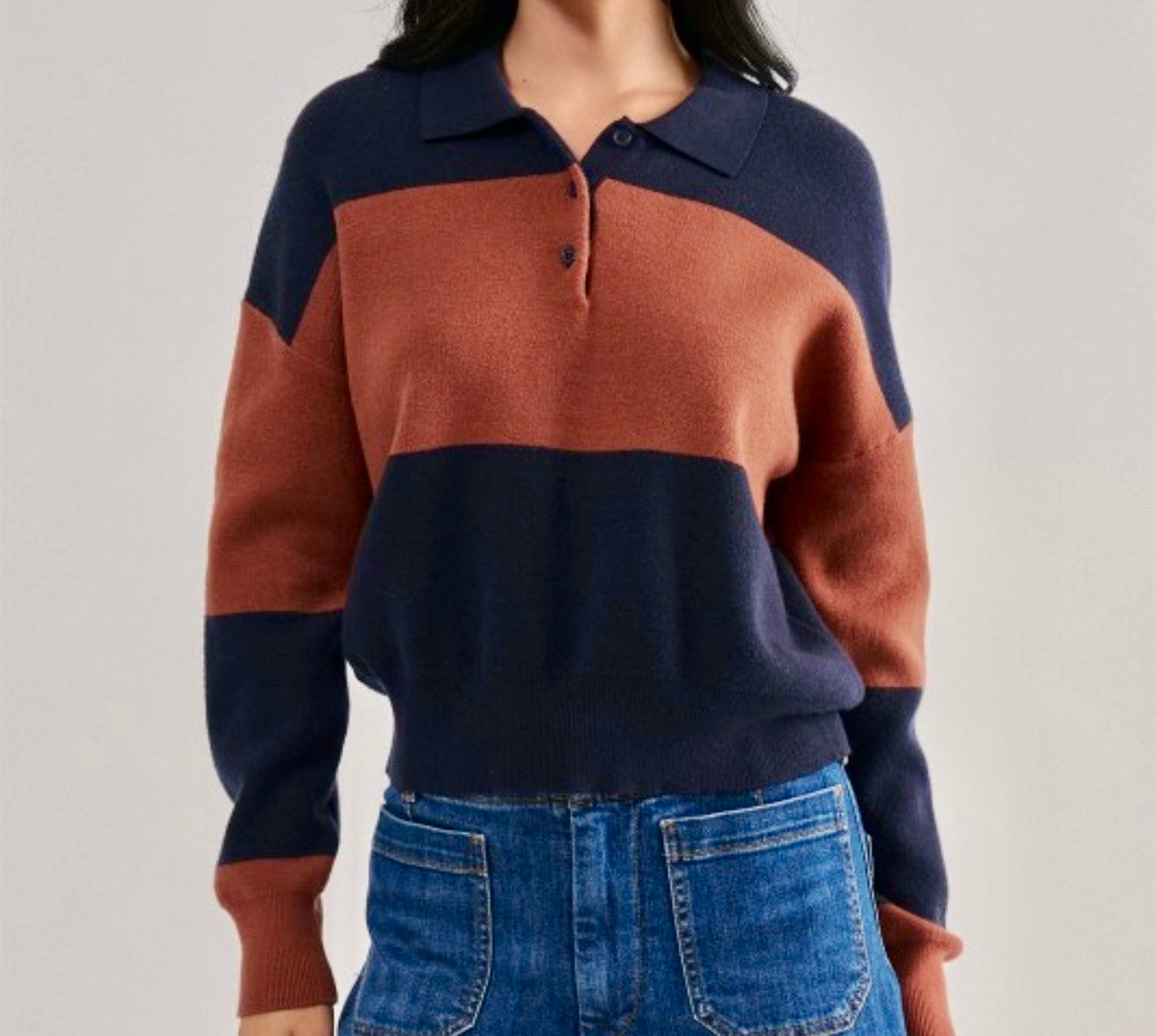 ColorBlock Navy Sweater