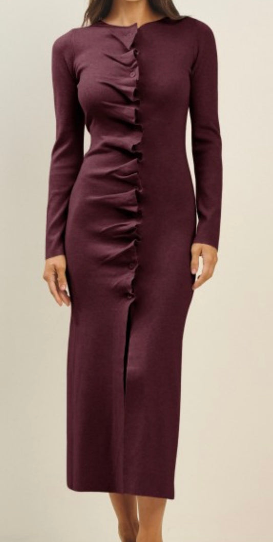 Pleated Sweater Dress Multiple Colors