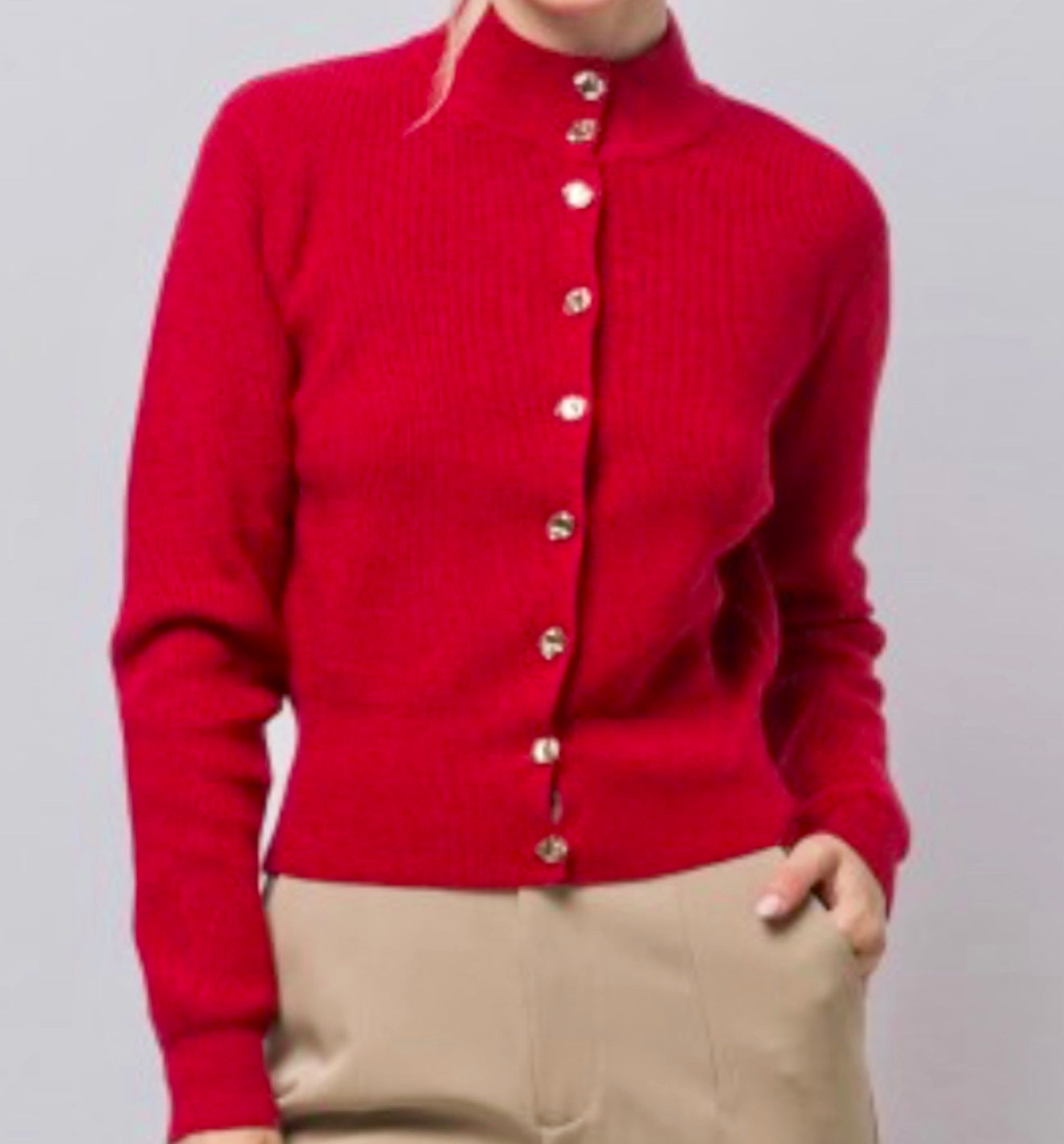 Ribbed Mock Neck Cardigan Multiple Colors
