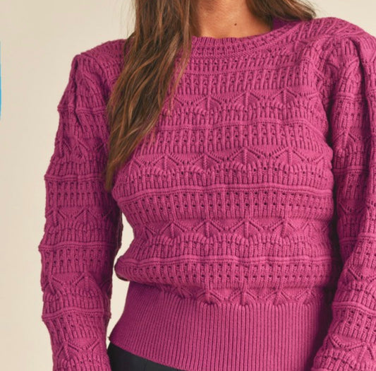 Pointelle Sweater Multiple Colors