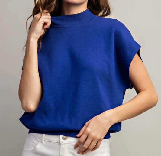 Mock Neck Knit Top Multiple Colors