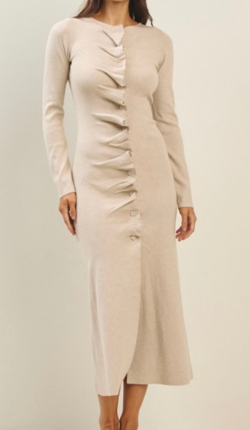 Pleated Sweater Dress Multiple Colors