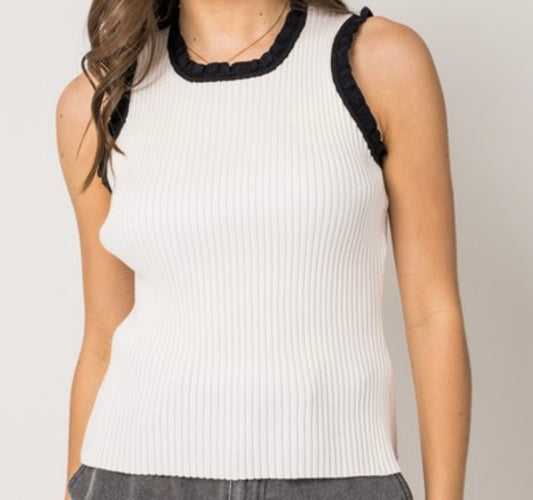 Ruffle Sweater Tank Multiple Colors