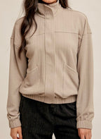 Front Pocket Bomber Jacket Multiple Colors
