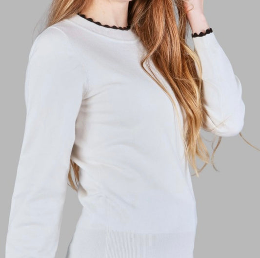 Knit Sweater with Black Trim