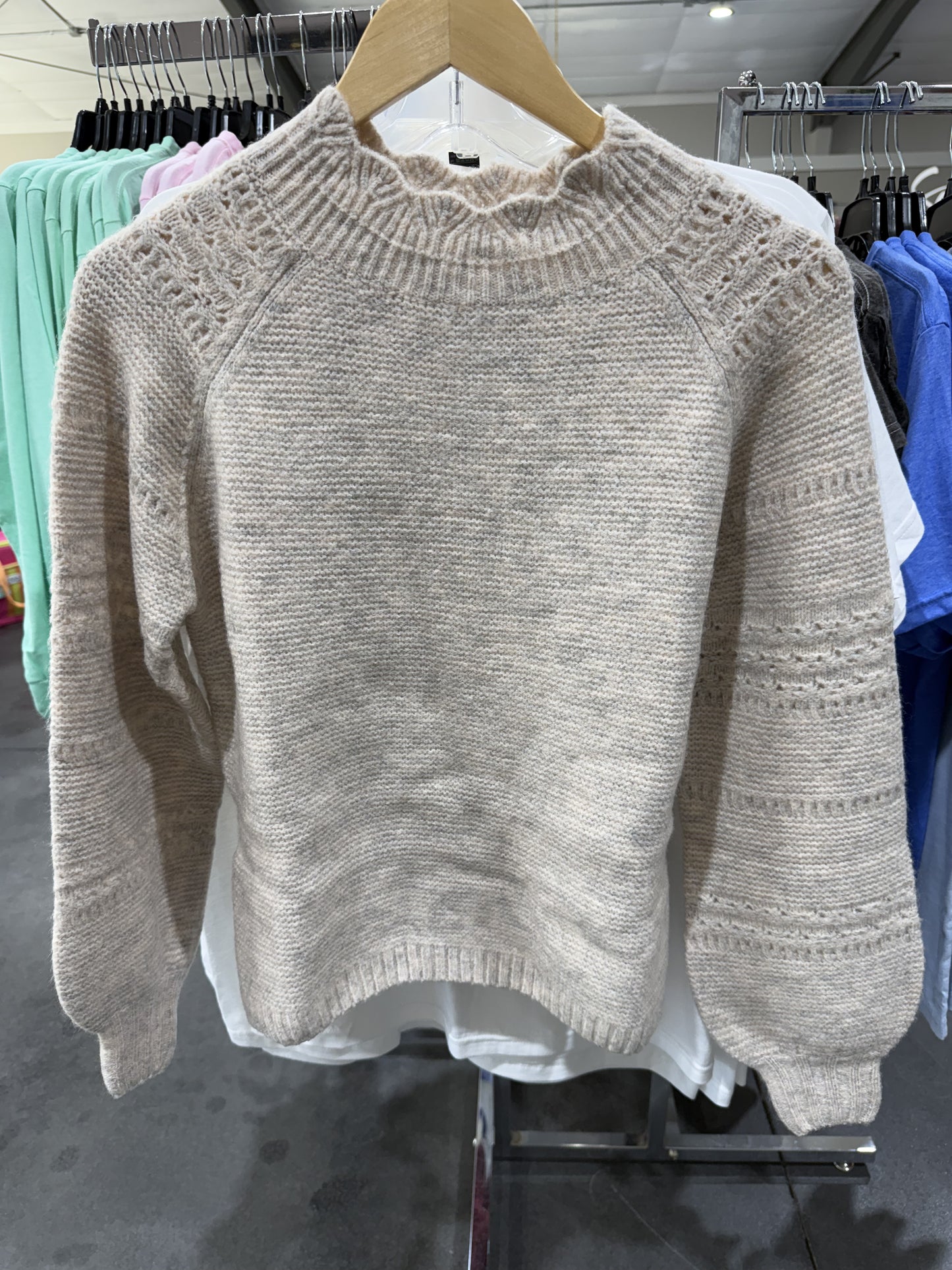 Scalloped Edge Sweater Multiple Colors