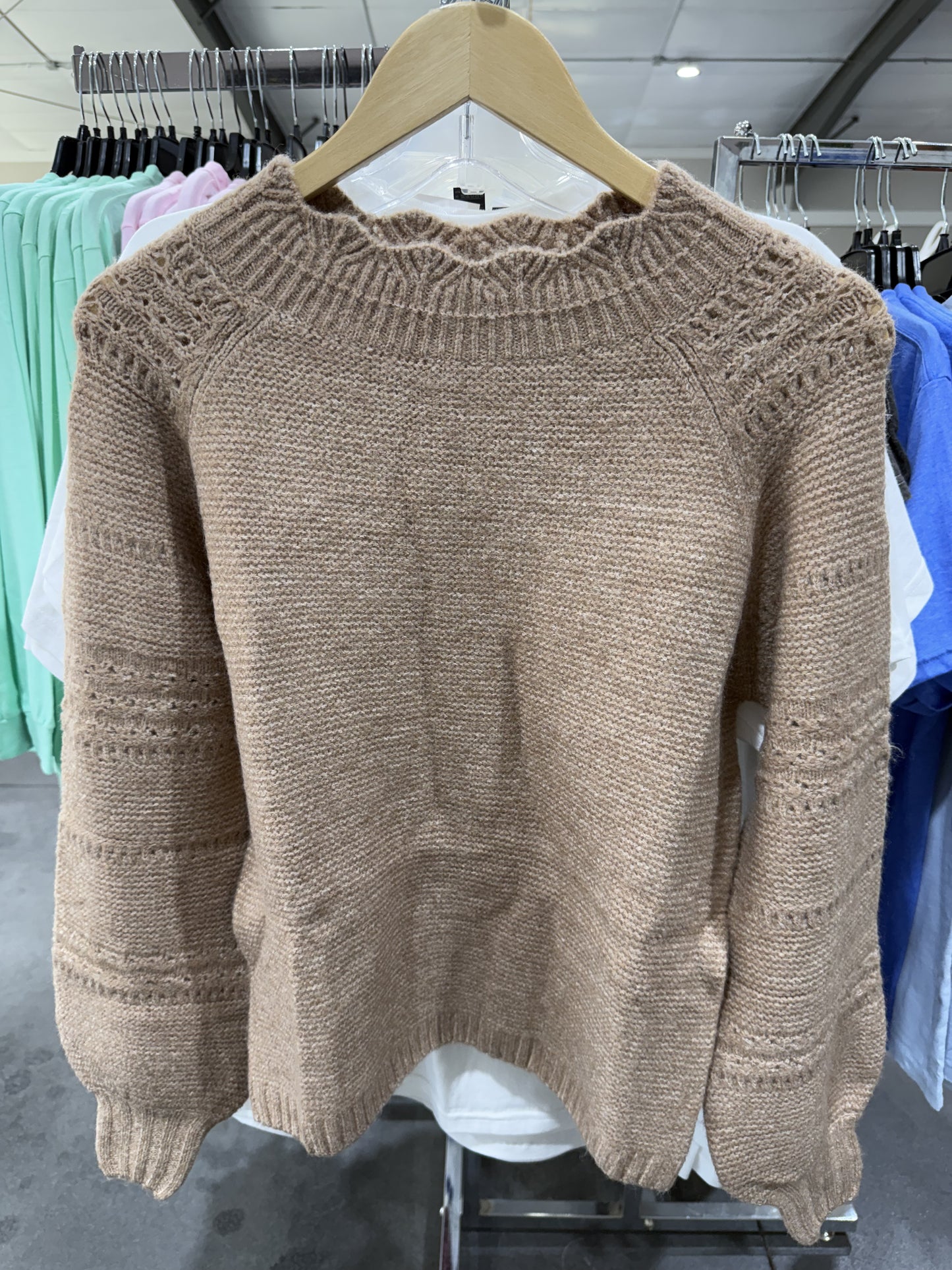 Scalloped Edge Sweater Multiple Colors