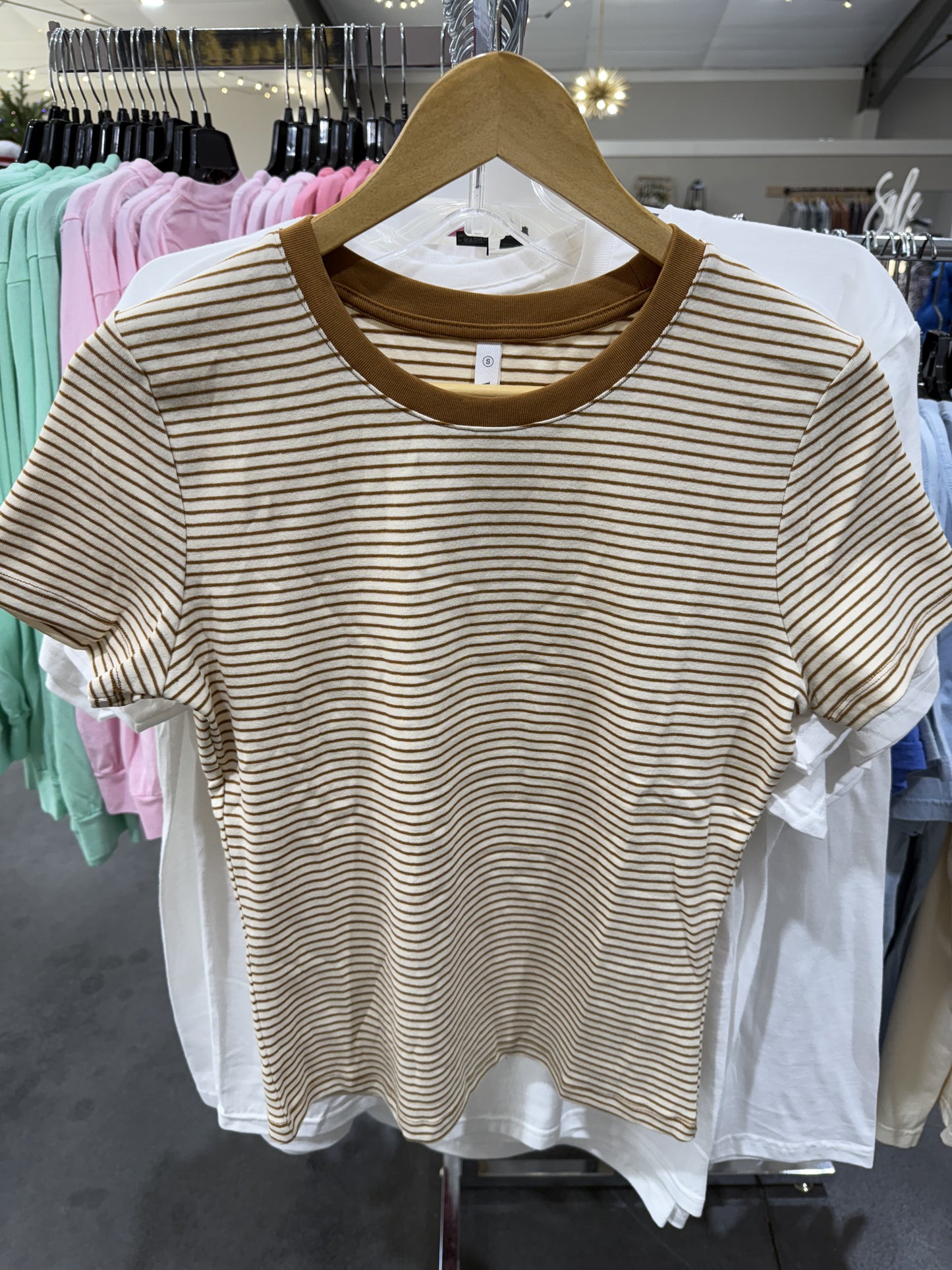 Camel Striped Top