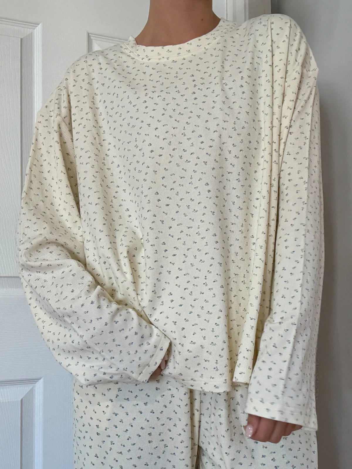 Pale Floral Long Sleeve Top