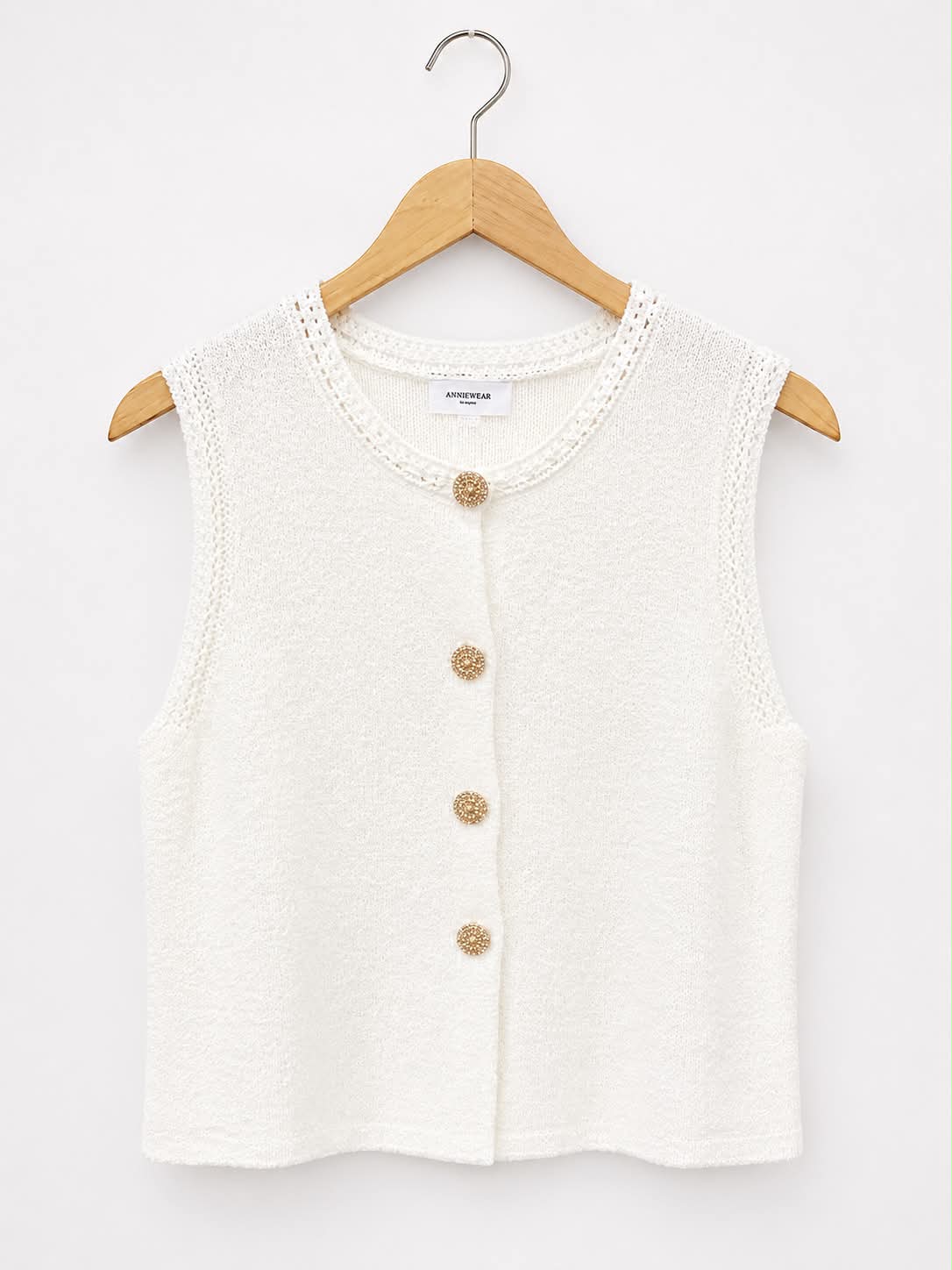 Textured Knit Button-Front Vest