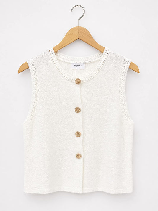 Textured Knit Button-Front Vest