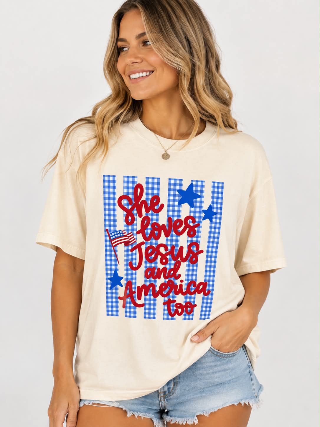 She Loves Jesus and America too Graphic Tee
