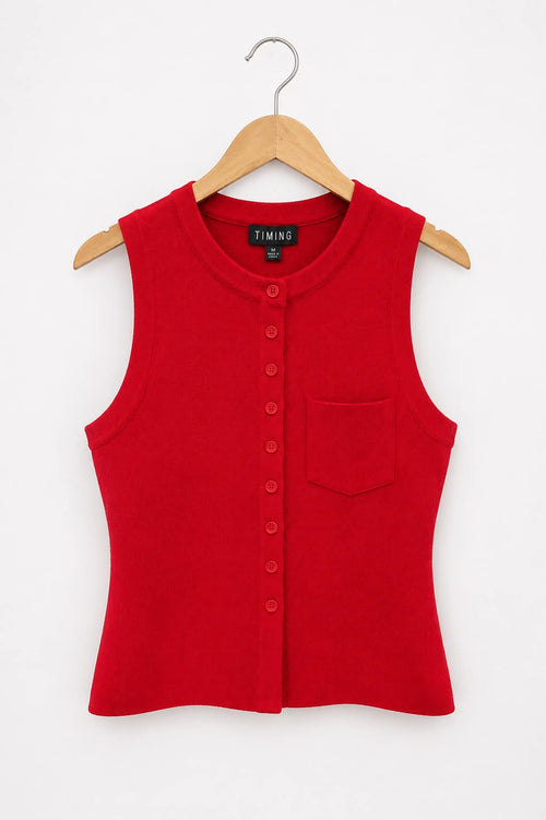 Classic Knit Button-Front Vest