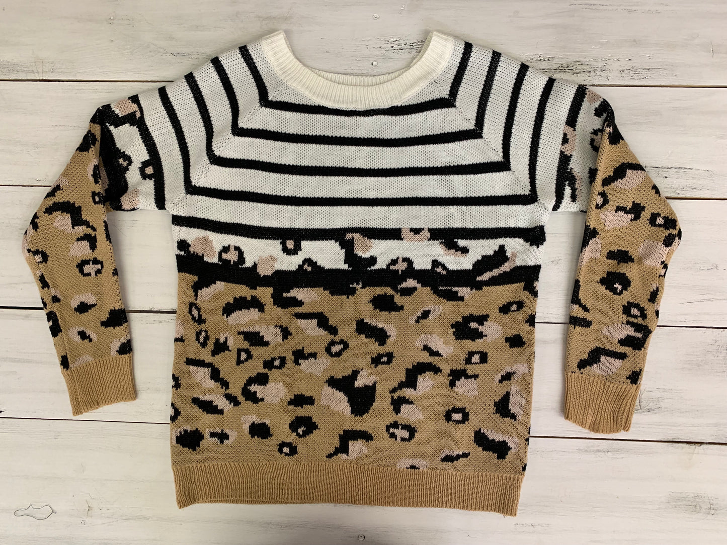 Cheetah Print Striped Sweater