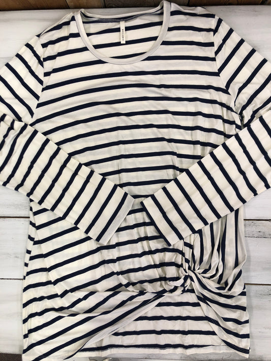 Curvy Striped Knot Front Tee