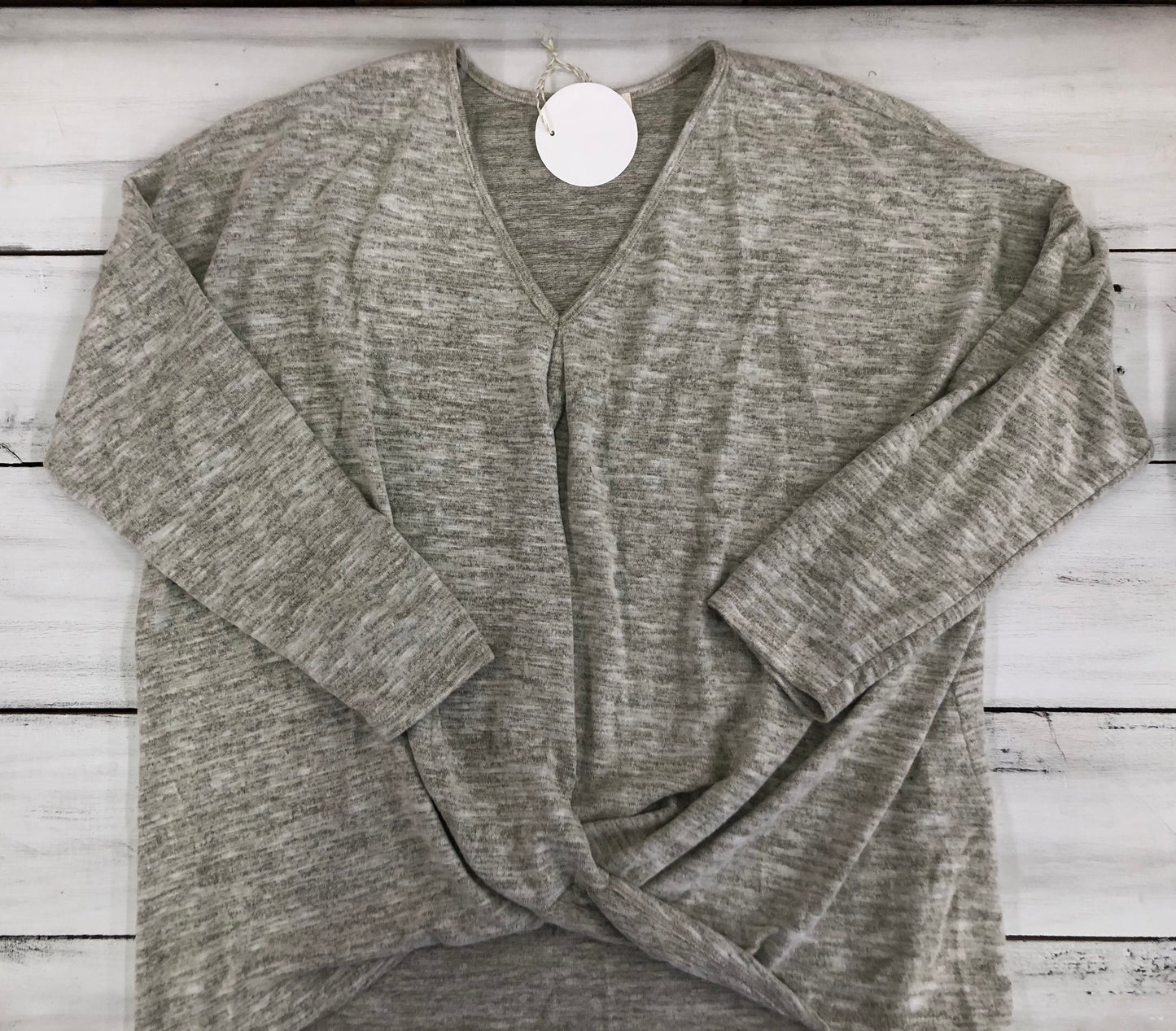 Stone Heathered Knot Front Top