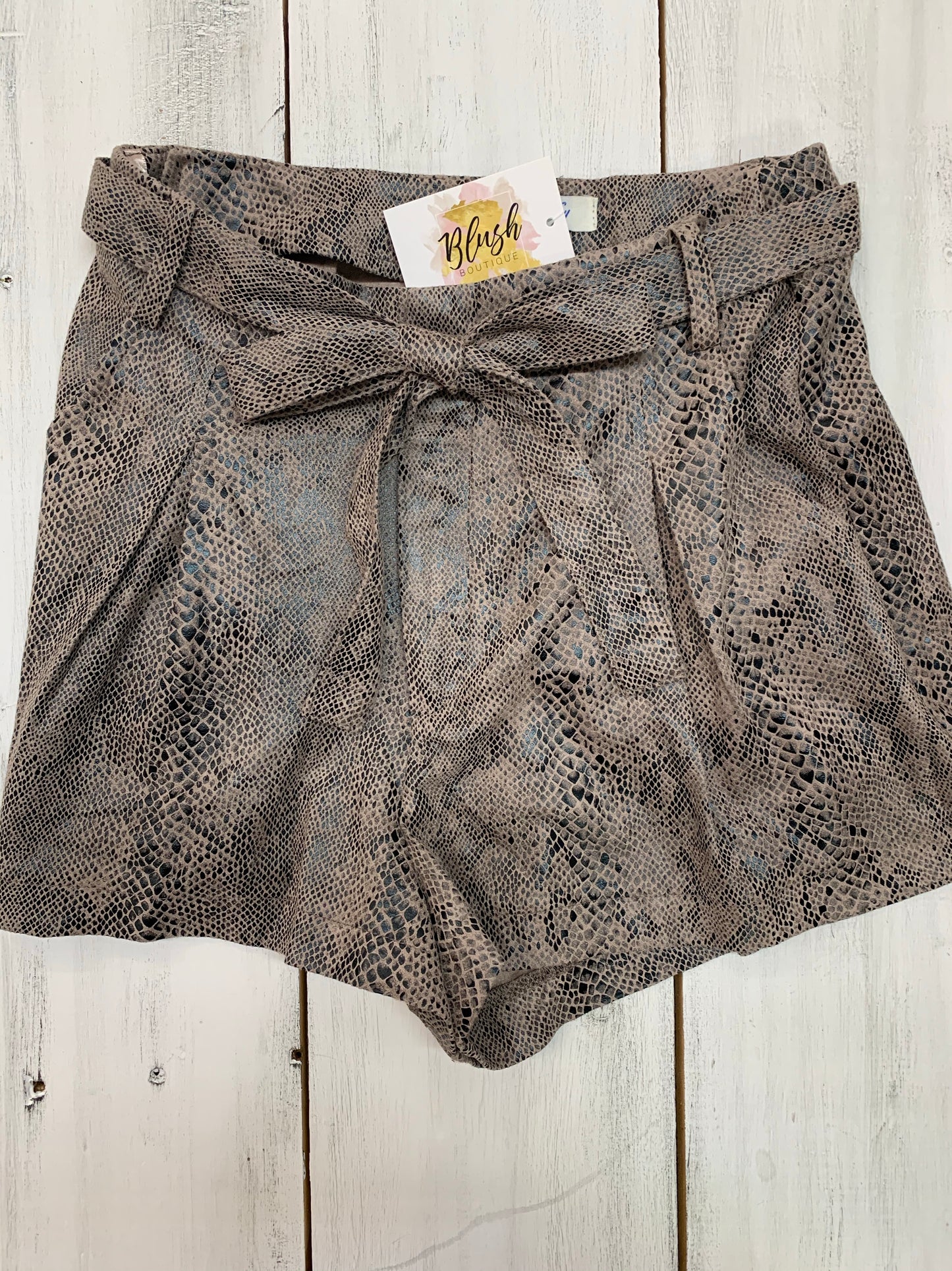 Suede Snake Print Shorts