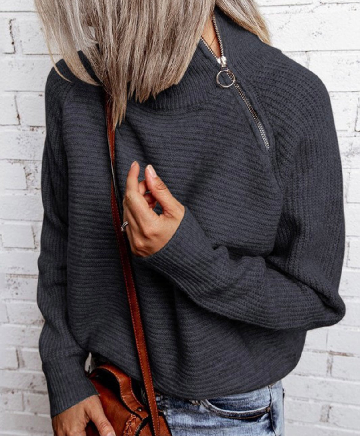 Asymmetrical Zipper Sweater Multiple Colors
