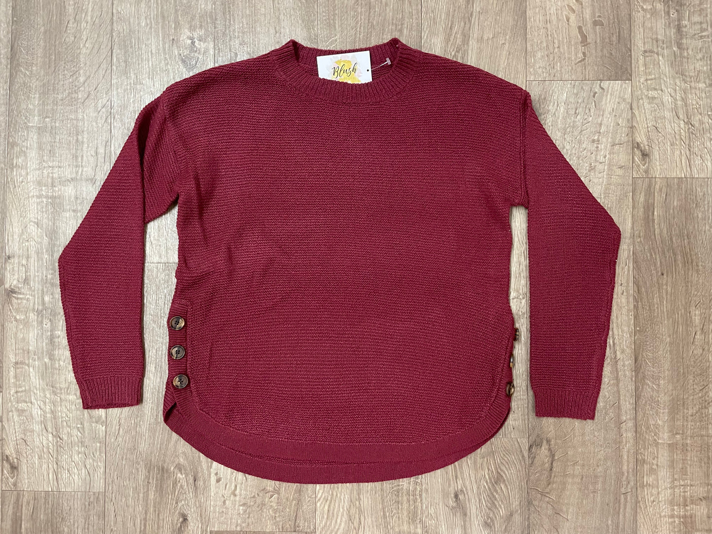 Cranberry Side Button Sweater