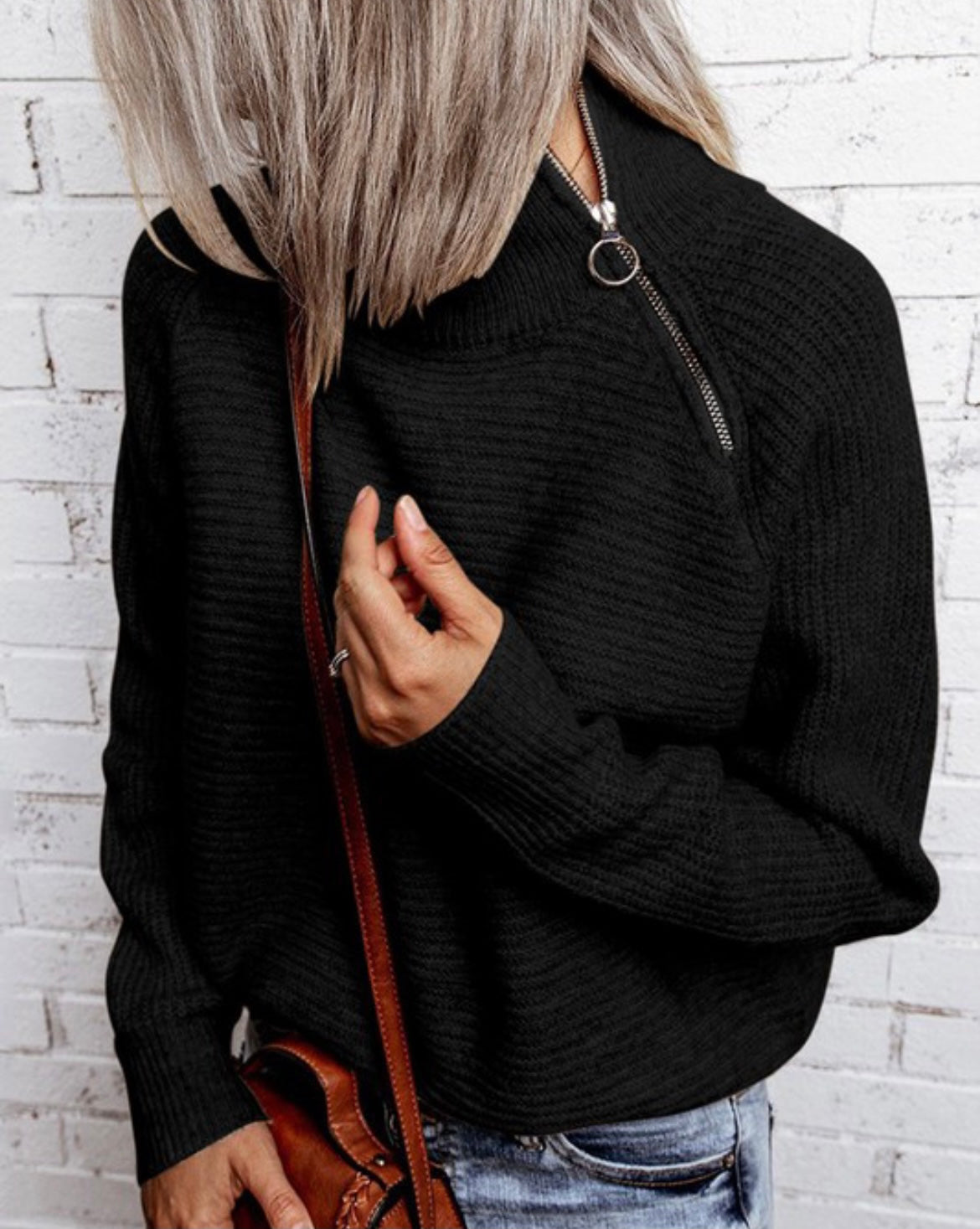 Asymmetrical Zipper Sweater Multiple Colors