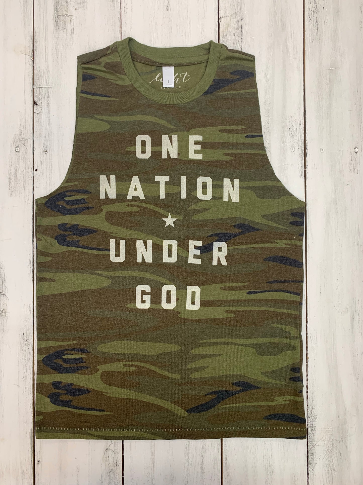 One Nation Under God Camo Muscle Tank