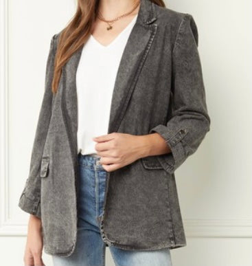 Black Acid Wash Blazer