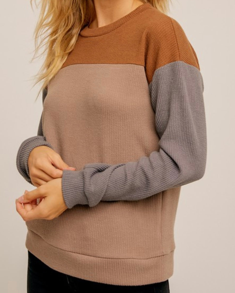 Ribbed ColorBlock Fall Sweater